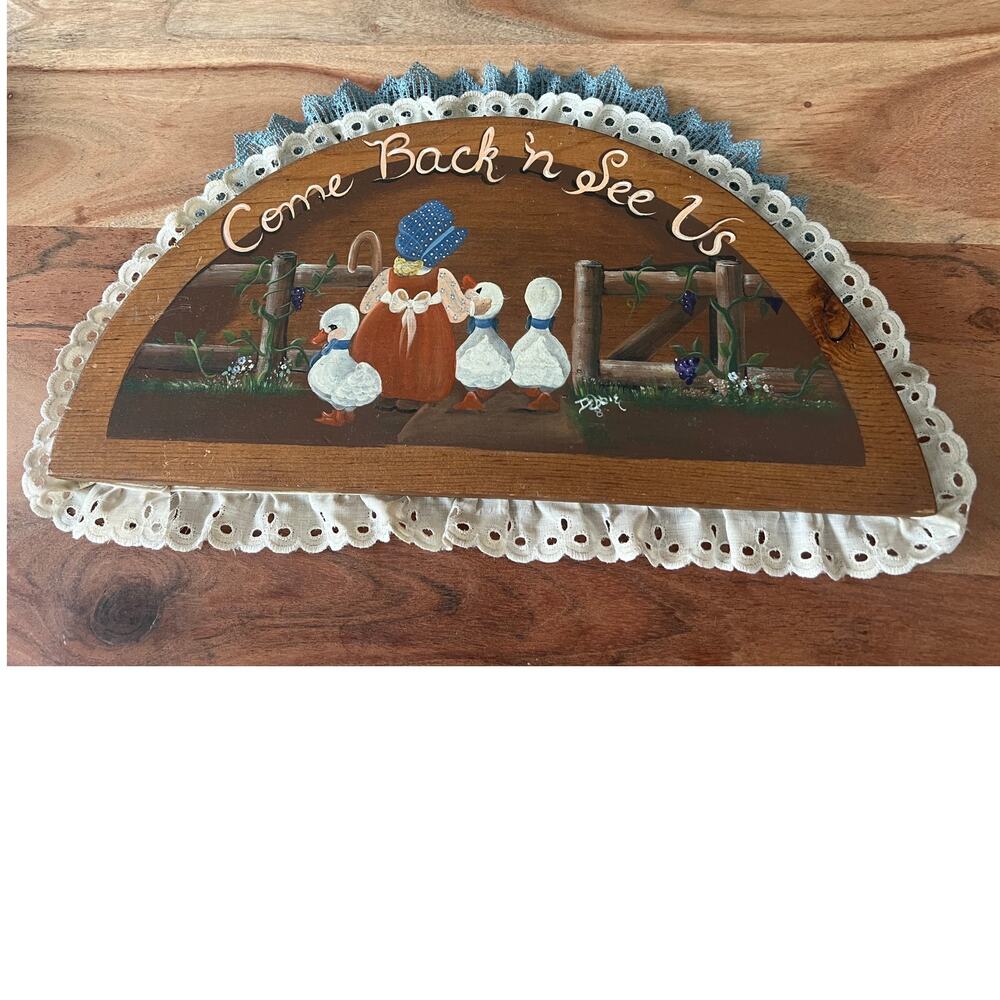 Vintage sign country goose folk art wall plaque prairie farm Come Back 'n See Us